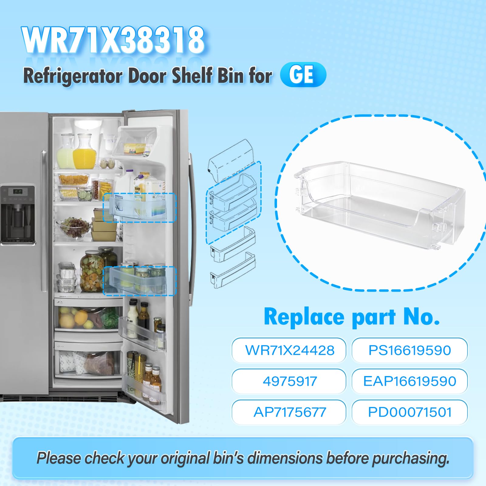 Amazon.com: WR71X38318 Refrigerator Door Shelf Bin Compatible with Amazon.com: WR71X38318 Refrigerator Door Shelf Bin Compatible with